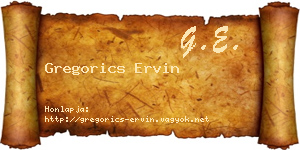 Gregorics Ervin névjegykártya